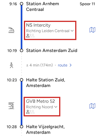 Tussenstops bekijken
